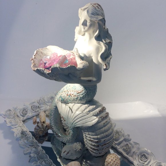 Mermaid Sculpture sitting on Sea Shell - Picture 2 of 7